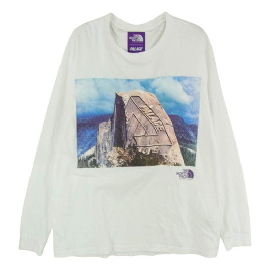 THE NORTH FACE ノースフェイス 21SS NT3127N PURPLE LABEL パープルレーベル × PALACE パレス L/S Graphic Tee グラフィックTシャツ 長袖 ホワイト系 S【中古】