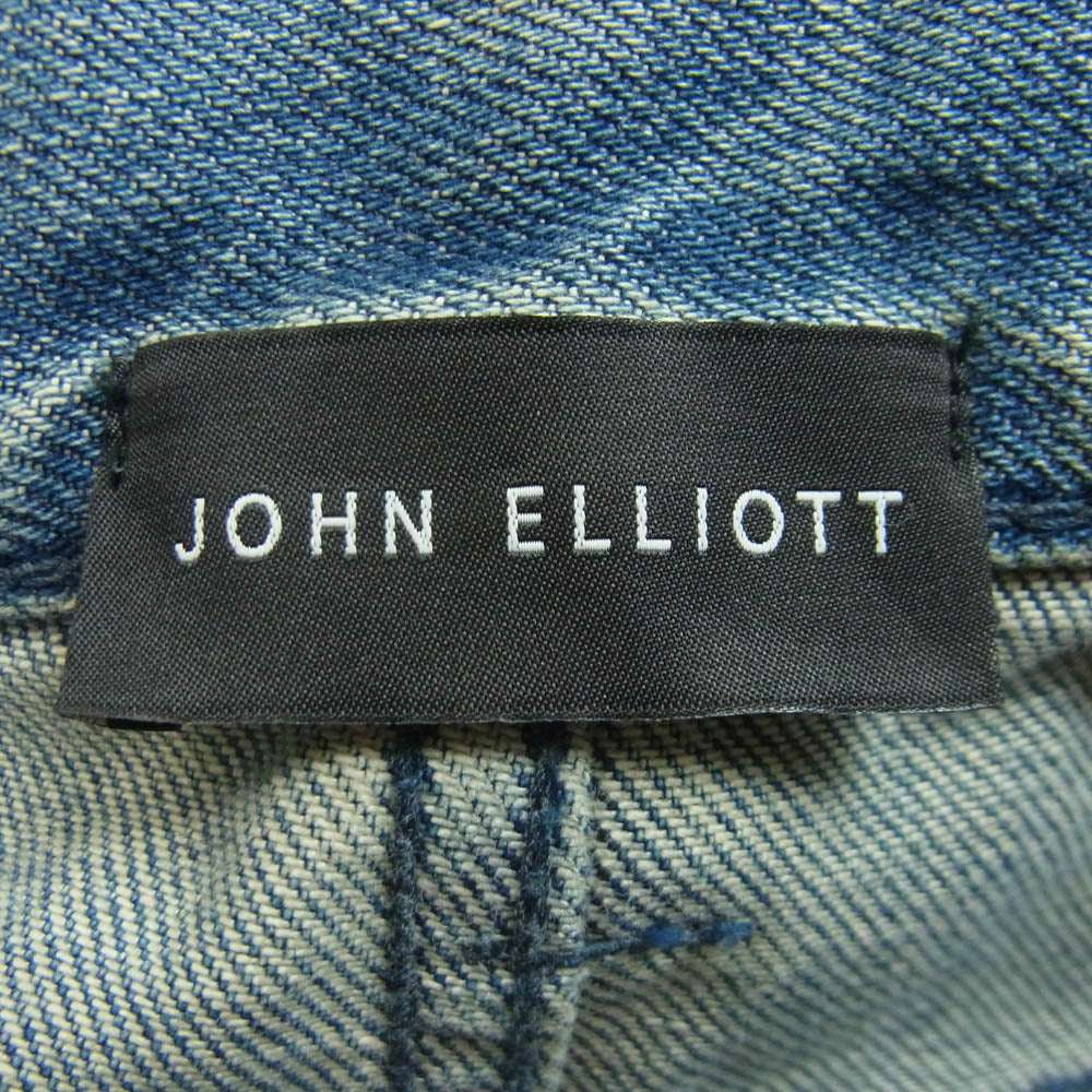ジョンエリオット ボタンフライ ダメージ デニム パンツ コットン ポリウレタン 日本製 インディゴブルー系 31【中古】