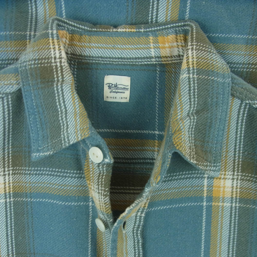 Ron Herman ロンハーマン 2820700110 1071 長袖 チェック ネル シャツ コットン 日本製 ライトブルー系 イエロー系 S【中古】