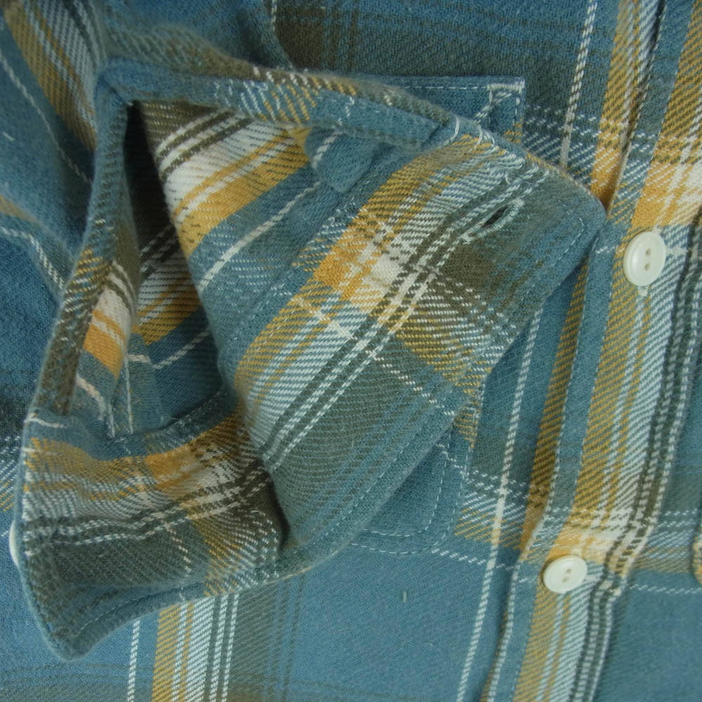 Ron Herman ロンハーマン 2820700110 1071 長袖 チェック ネル シャツ コットン 日本製 ライトブルー系 イエロー系 S【中古】