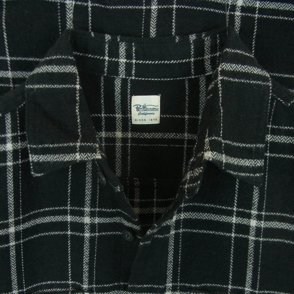 Ron Herman ロンハーマン 2820700026 1071 長袖 チェック ネル シャツ コットン 日本製 ブラック系 ホワイト系 S【中古】