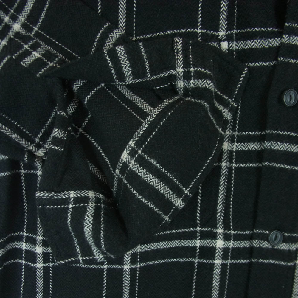 Ron Herman ロンハーマン 2820700026 1071 長袖 チェック ネル シャツ コットン 日本製 ブラック系 ホワイト系 S【中古】