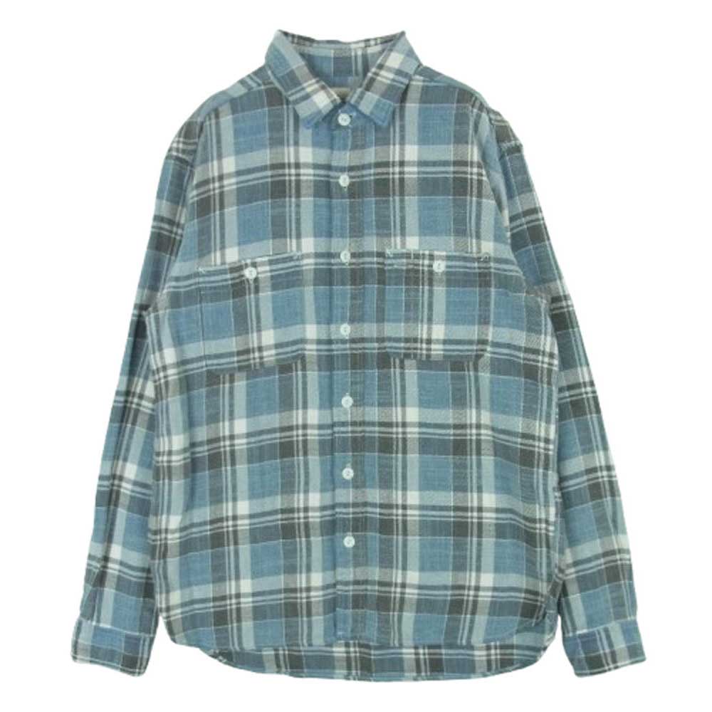 Ron Herman ロンハーマン 3220700063 1071 長袖 チェック ネル シャツ コットン 日本製 ライトブルー系 ホワイト系 グレー系 S【中古】