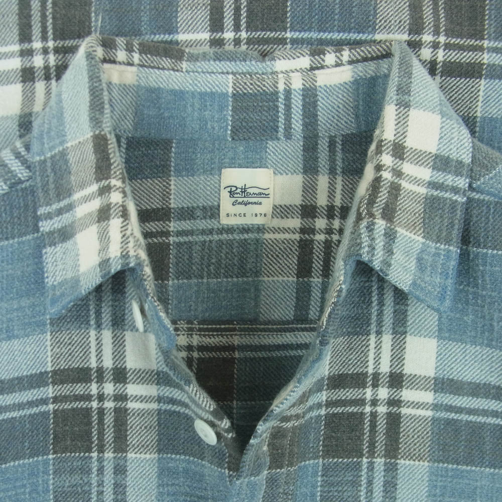 Ron Herman ロンハーマン 3220700063 1071 長袖 チェック ネル シャツ コットン 日本製 ライトブルー系 ホワイト系 グレー系 S【中古】