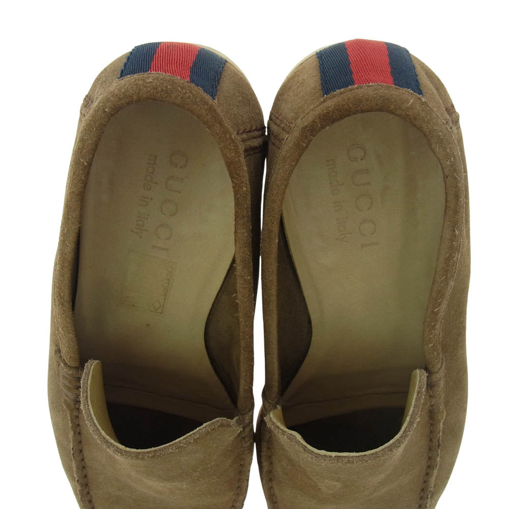 GUCCI グッチ 108425 スエード シューズ スリッポン ローファー ブラウン系 実寸サイズ：約25cm【中古】