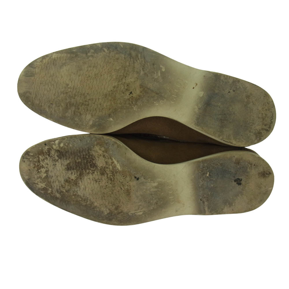 GUCCI グッチ 108425 スエード シューズ スリッポン ローファー ブラウン系 実寸サイズ：約25cm【中古】