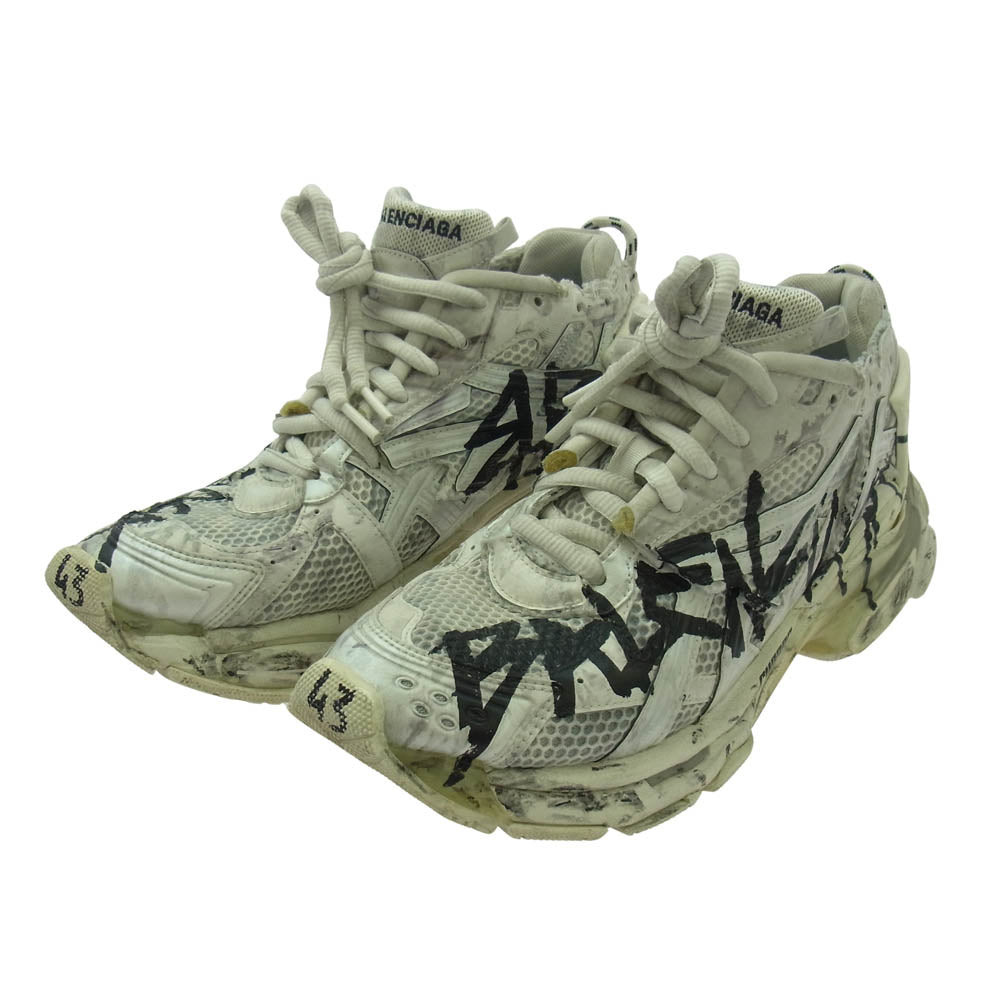BALENCIAGA バレンシアガ 677403 runner graffiti ランナー グラフィック スニーカー ホワイト系 43【中古】
