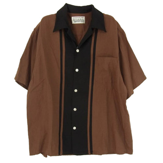 WACKO MARIA ワコマリア TWO-TONE 50'S SHIRT オープンカラー レーヨン 半袖 シャツ ブラウン系 M【中古】