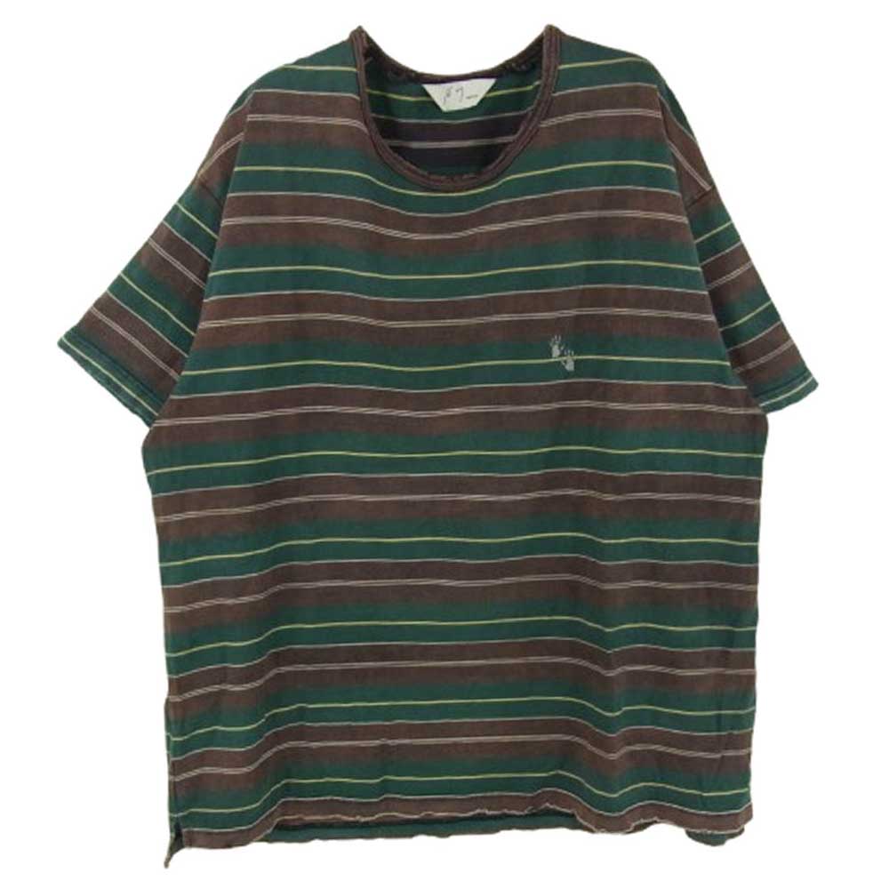 ANCELLM アンセルム ACW-05 ×WISM BORDER T-SH ボーダー 半袖 Tシャツ ブラウン系 2【中古】