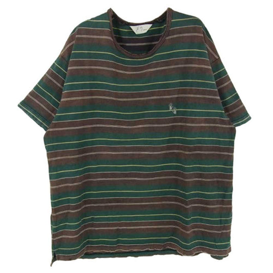 ANCELLM アンセルム ACW-05 ×WISM BORDER T-SH ボーダー 半袖 Tシャツ ブラウン系 2【中古】