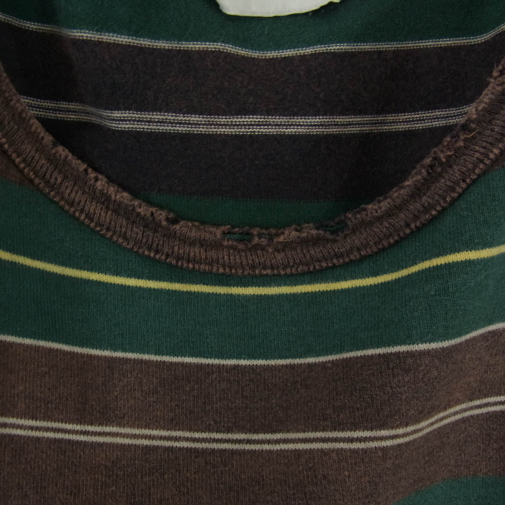 ANCELLM アンセルム ACW-05 ×WISM BORDER T-SH ボーダー 半袖 Tシャツ ブラウン系 2【中古】