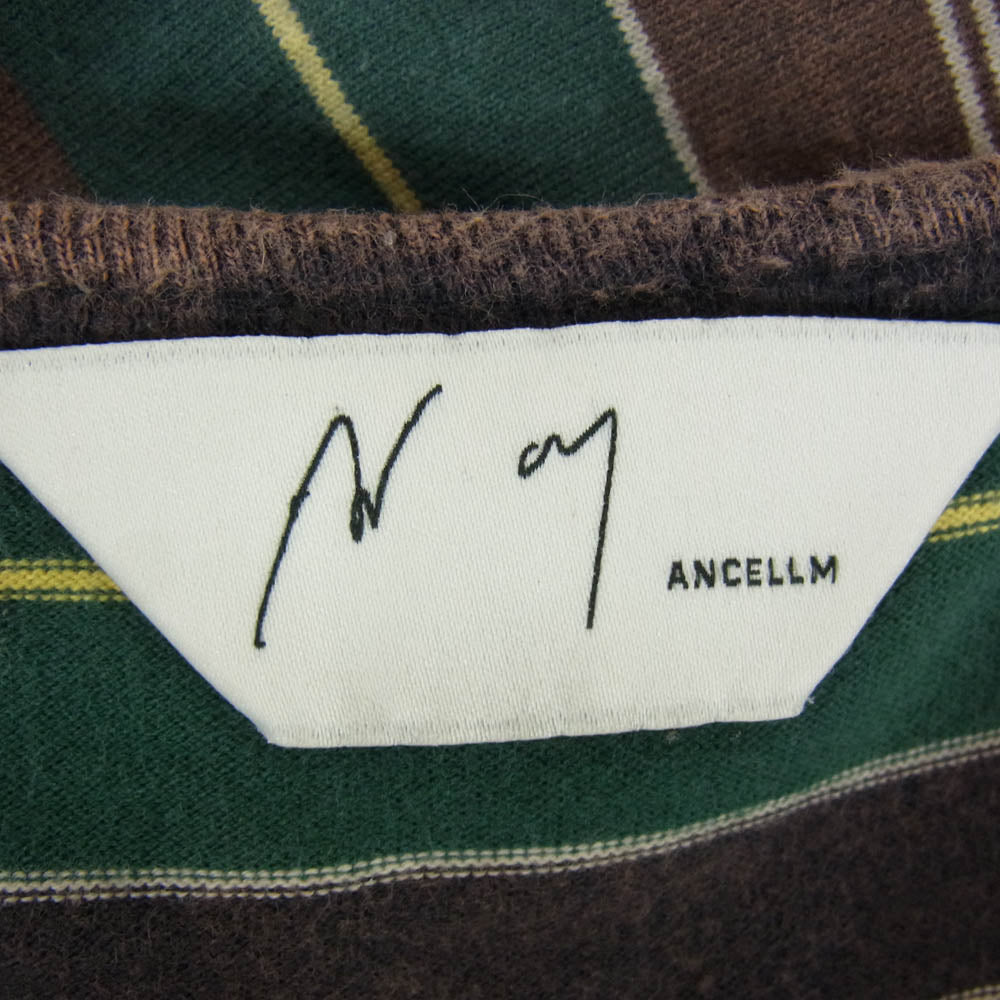 ANCELLM アンセルム ACW-05 ×WISM BORDER T-SH ボーダー 半袖 Tシャツ ブラウン系 2【中古】