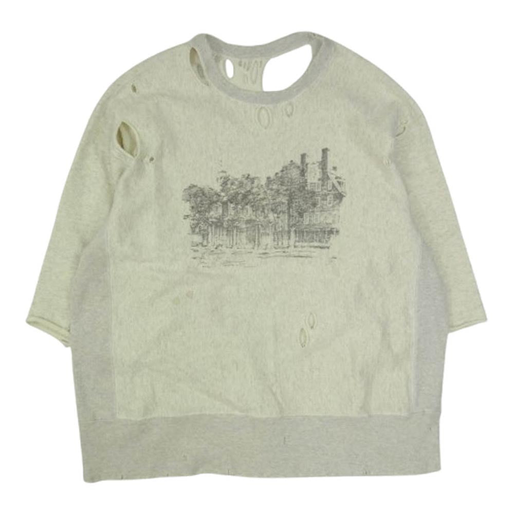 ANCELLM アンセルム ANC-CT18 CRASH CREWNECK 3/4 SLEEVE SWEAT SHIRT クラッシュ加工 クルーネック スウェット グレー系 2【中古】