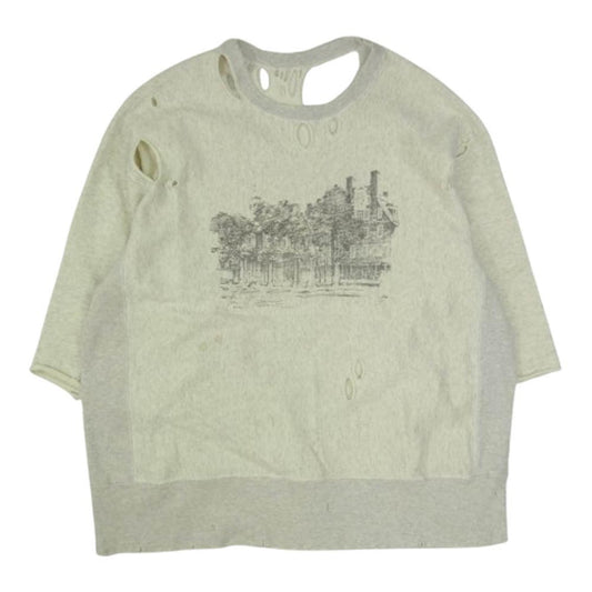 ANCELLM アンセルム ANC-CT18 CRASH CREWNECK 3/4 SLEEVE SWEAT SHIRT クラッシュ加工 クルーネック スウェット グレー系 2【中古】