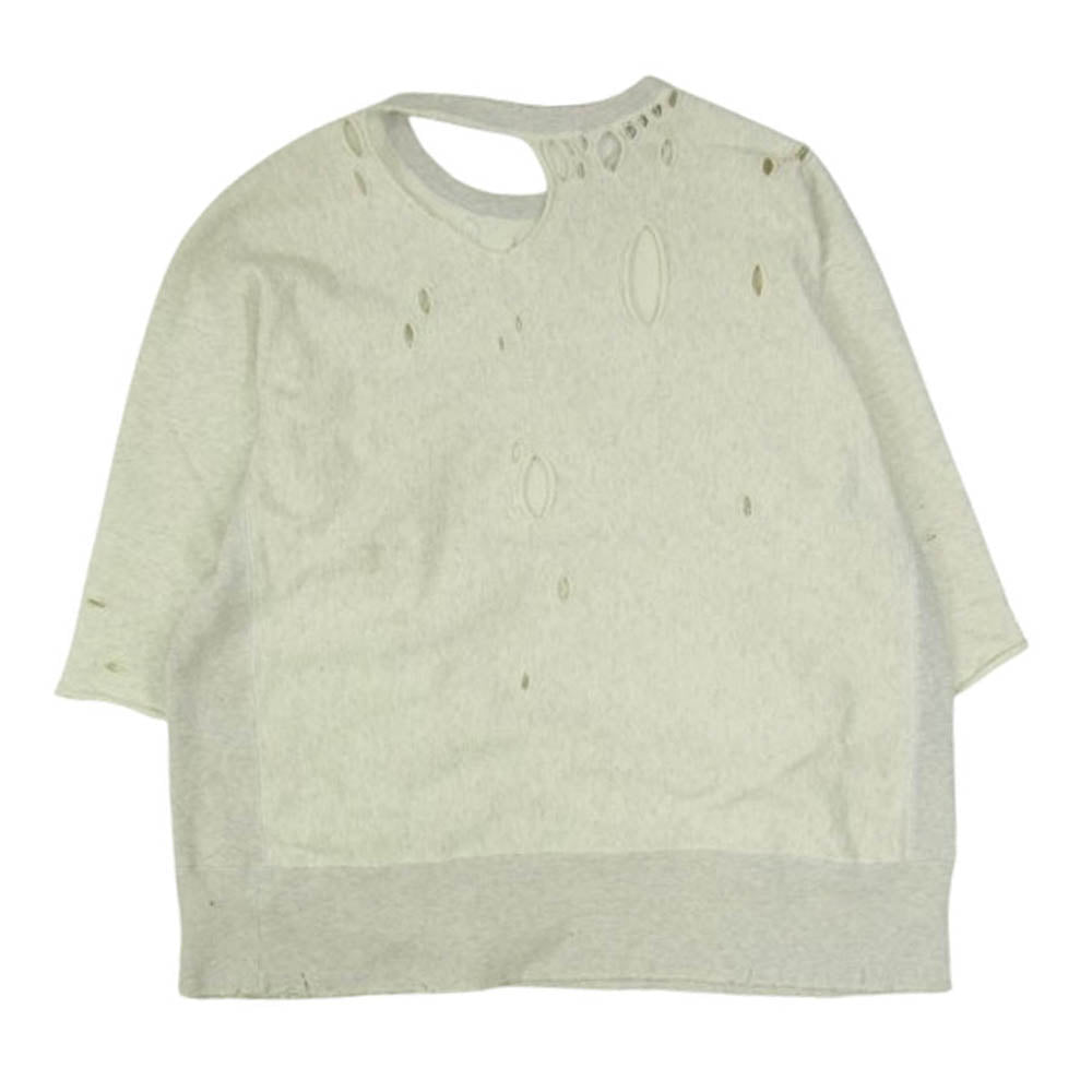 ANCELLM アンセルム ANC-CT18 CRASH CREWNECK 3/4 SLEEVE SWEAT SHIRT クラッシュ加工 クルーネック スウェット グレー系 2【中古】