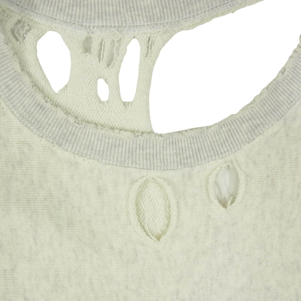 ANCELLM アンセルム ANC-CT18 CRASH CREWNECK 3/4 SLEEVE SWEAT SHIRT クラッシュ加工 クルーネック スウェット グレー系 2【中古】