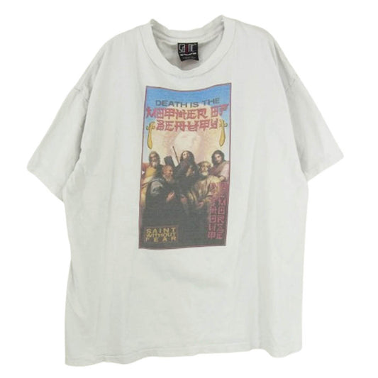 SAINT MICHAEL セントマイケル 23AW SM-A23-0000-C07 RK_SS TEE WITHOUTFEAR ウィズアウトフィアー プリント 半袖 Tシャツ ホワイト系 XL【中古】