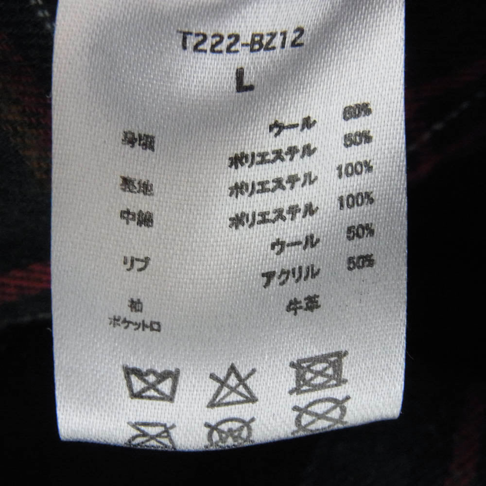 タインダブルプッシュ T222-BZ12 BIPOLAR AWARD JACKET レザー切替 アワード スタジアム ジャケット スタジャン ブラック系 L【中古】