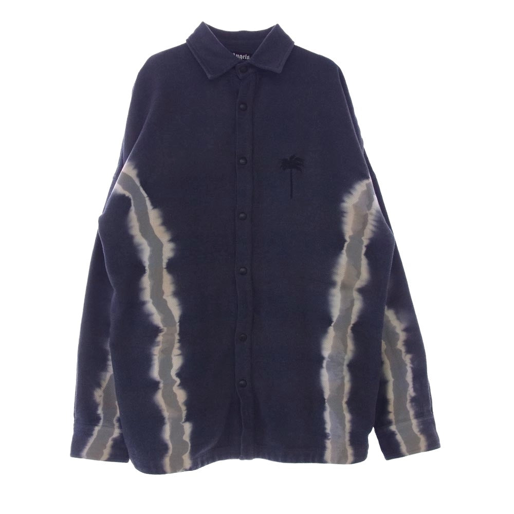 PALM ANGELS パームエンジェルス エンブロイダリー ブリーチ加工 長袖 シャツ ブルー系 M【中古】