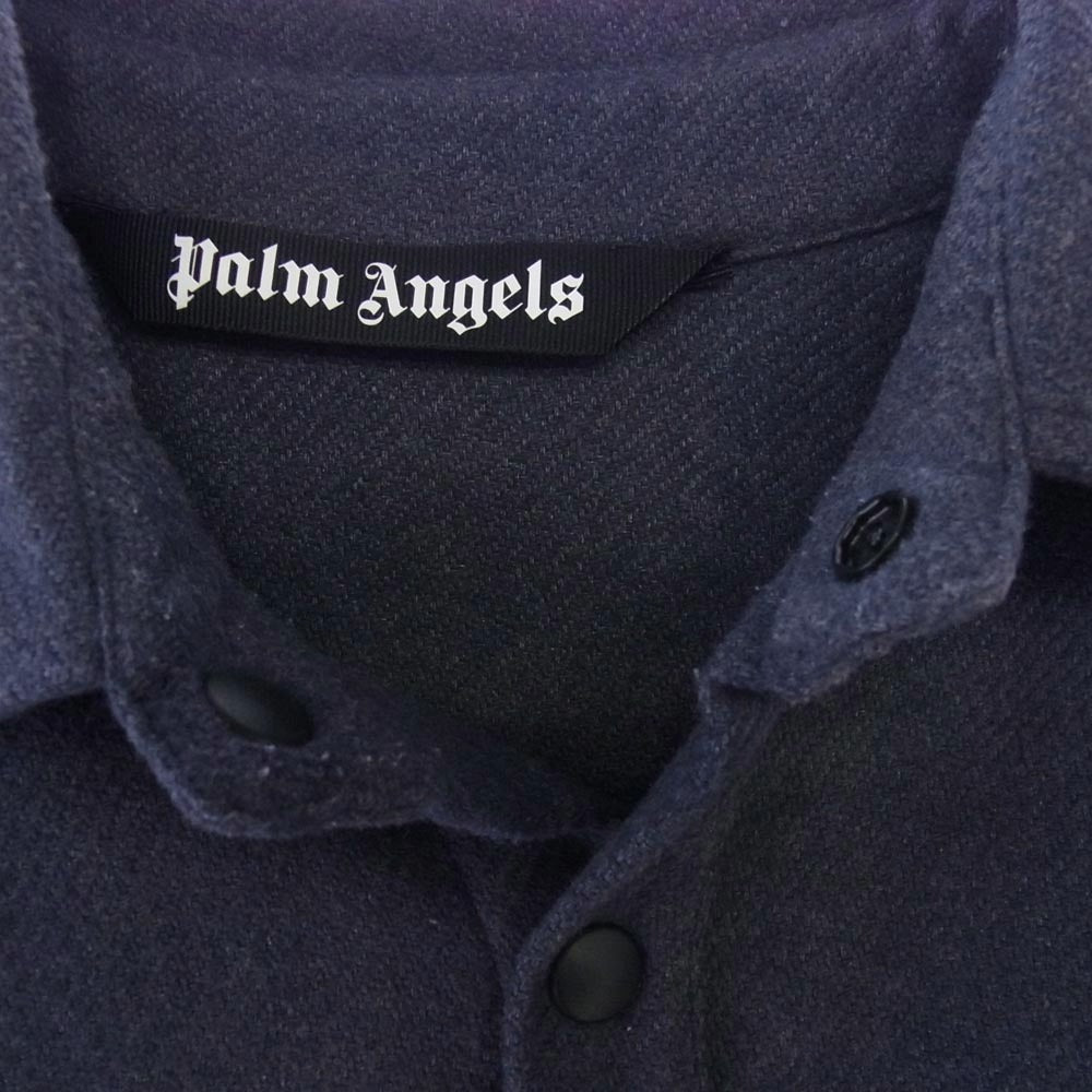 PALM ANGELS パームエンジェルス エンブロイダリー ブリーチ加工 長袖 シャツ ブルー系 M【中古】