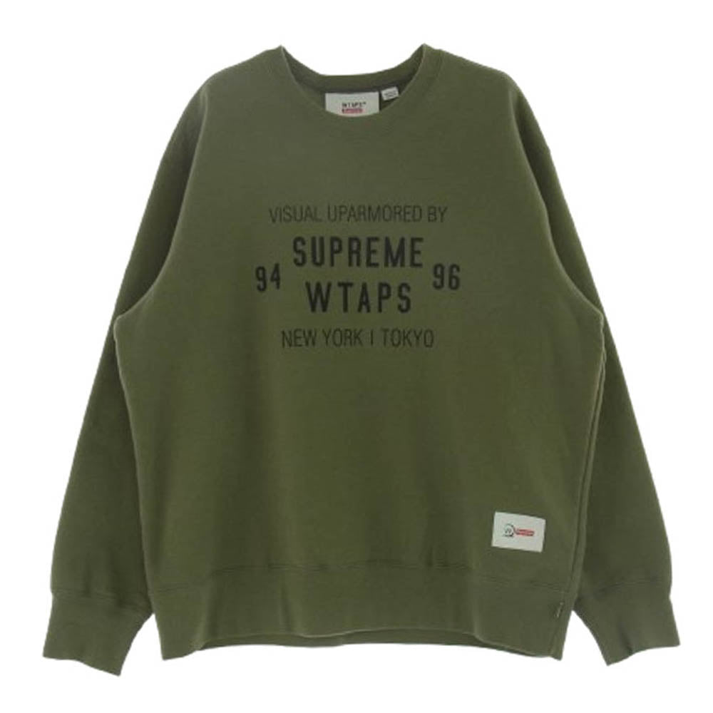 Supreme シュプリーム 21AW 21274SPD-CSM03S × WTAPS ダブルタップス Crewneck ロゴプリント クルーネック スウェット グリーン系 M【中古】
