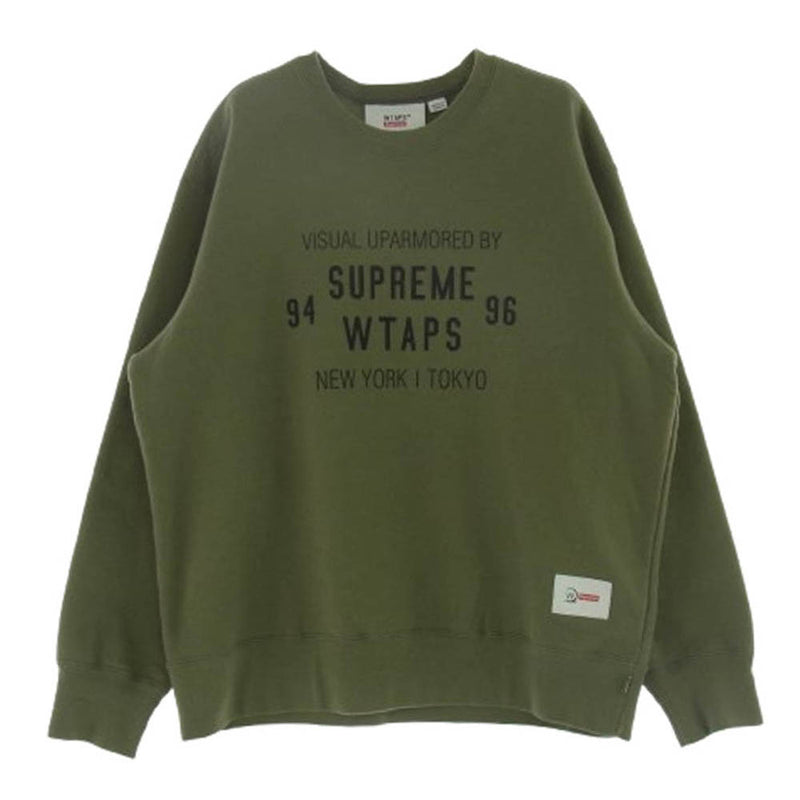 Supreme シュプリーム 21AW 21274SPD-CSM03S × WTAPS ダブルタップス Crewneck ロゴプリント クルーネック スウェット グリーン系 M【中古】