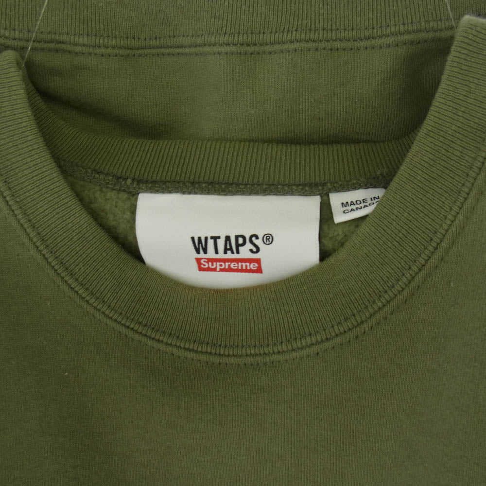 Supreme シュプリーム 21AW 21274SPD-CSM03S × WTAPS ダブルタップス Crewneck ロゴプリント クルーネック スウェット グリーン系 M【中古】