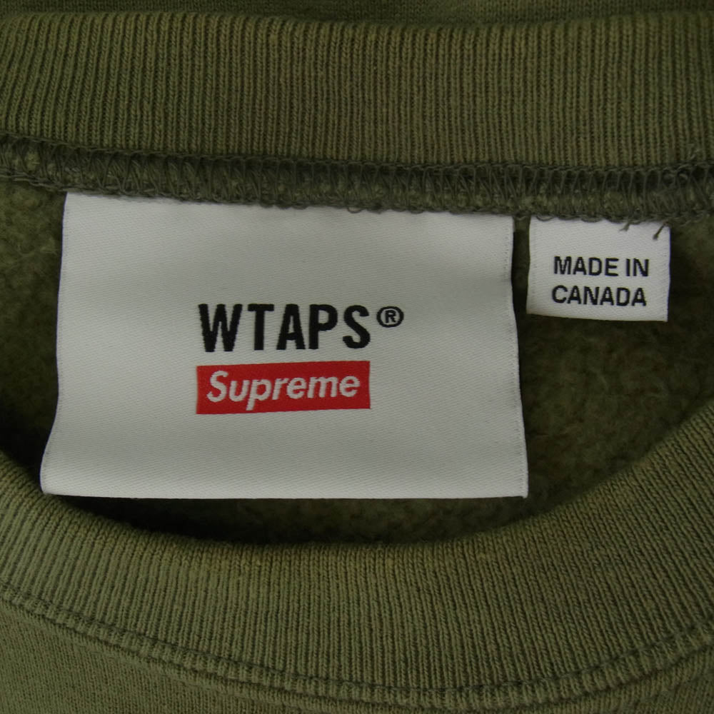 Supreme シュプリーム 21AW 21274SPD-CSM03S × WTAPS ダブルタップス Crewneck ロゴプリント クルーネック スウェット グリーン系 M【中古】