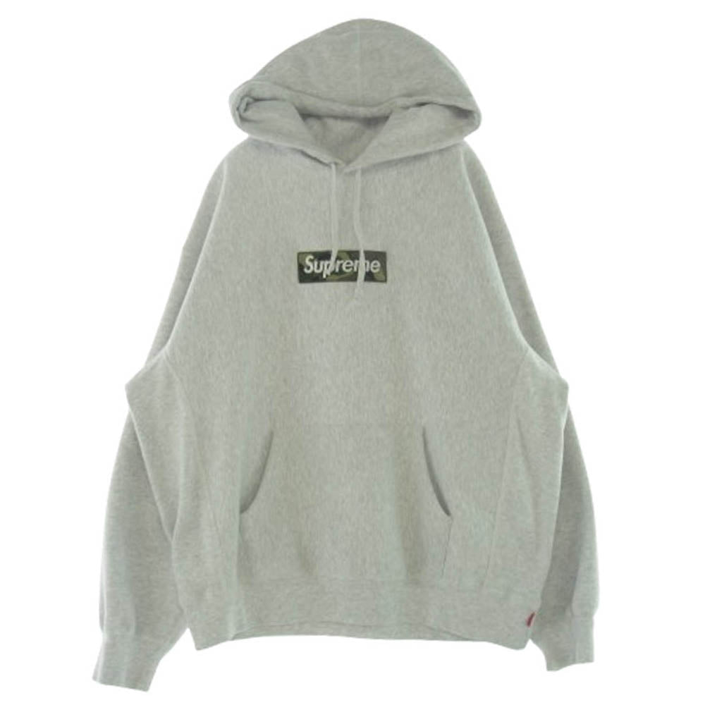 Supreme シュプリーム 23AW Box Logo Hooded Sweatshirt カモフラ ボックスロゴ フーディー プルオーバーパーカー グレー系 L【中古】