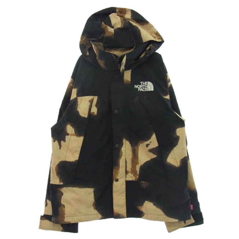 Supreme シュプリーム 21AW NP52100I × The North Face ザノースフェイス Bleached Denim Print Mountain Jacket ブリーチド デニム プリント マウンテン ジャケット ブラック系 ベージュ系 ブラウン系 M【中古】
