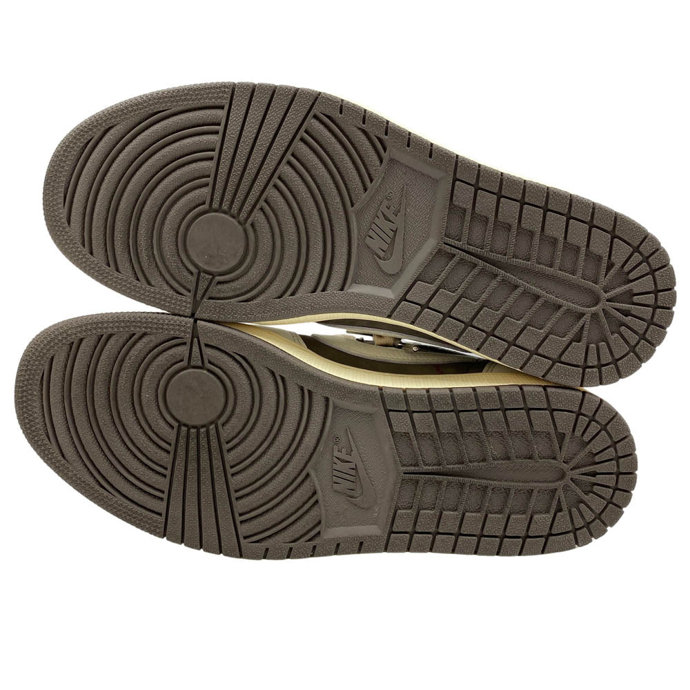 NIKE ナイキ DM7866-162 フェイクバスター鑑定済 × TRAVIS SCOTT トラヴィススコット AIR JORDAN 1 AJ1 エアジョーダン1 ローカットスニーカー リバースモカ グレー系 28cm【新古品】【未使用】【中古】