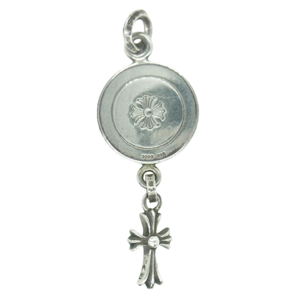 CHROME HEARTS クロムハーツ（原本無） ANGEL MEDAL CRS BBYFAT エンジェルメダル ベイビーファット クロス ペンダントトップ 30inchボールチェーン付き ネックレス シルバー系【中古】