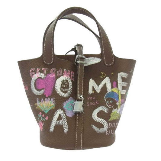 ゲルニカ CUBE BAG ハンドペイント キューブ バッグ Sサイズ ブラウン系【中古】