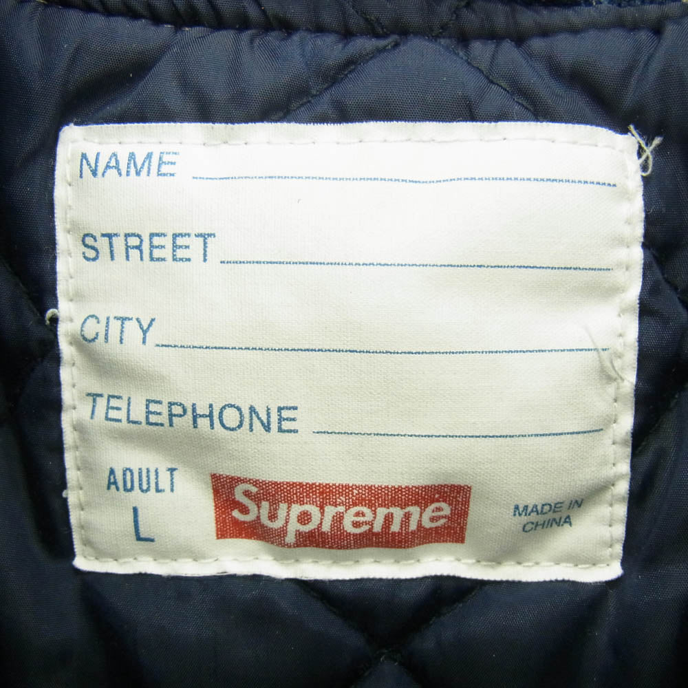 Supreme シュプリーム 23SS Washed Knockout Denim Varsity Jacket ウォッシュ ノックアウト デニム バーシティー ジャケット スタジャン インディゴブルー系 L【中古】