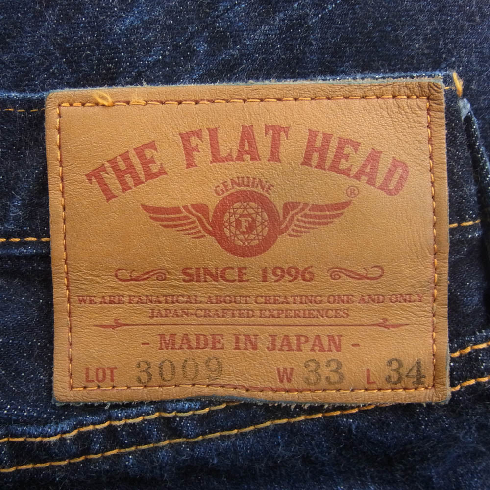 THE FLAT HEAD ザフラットヘッド Lot3009 5ポケット ボタンフライ デニムパンツ ジーンズ インディゴブルー系 W33L34【中古】