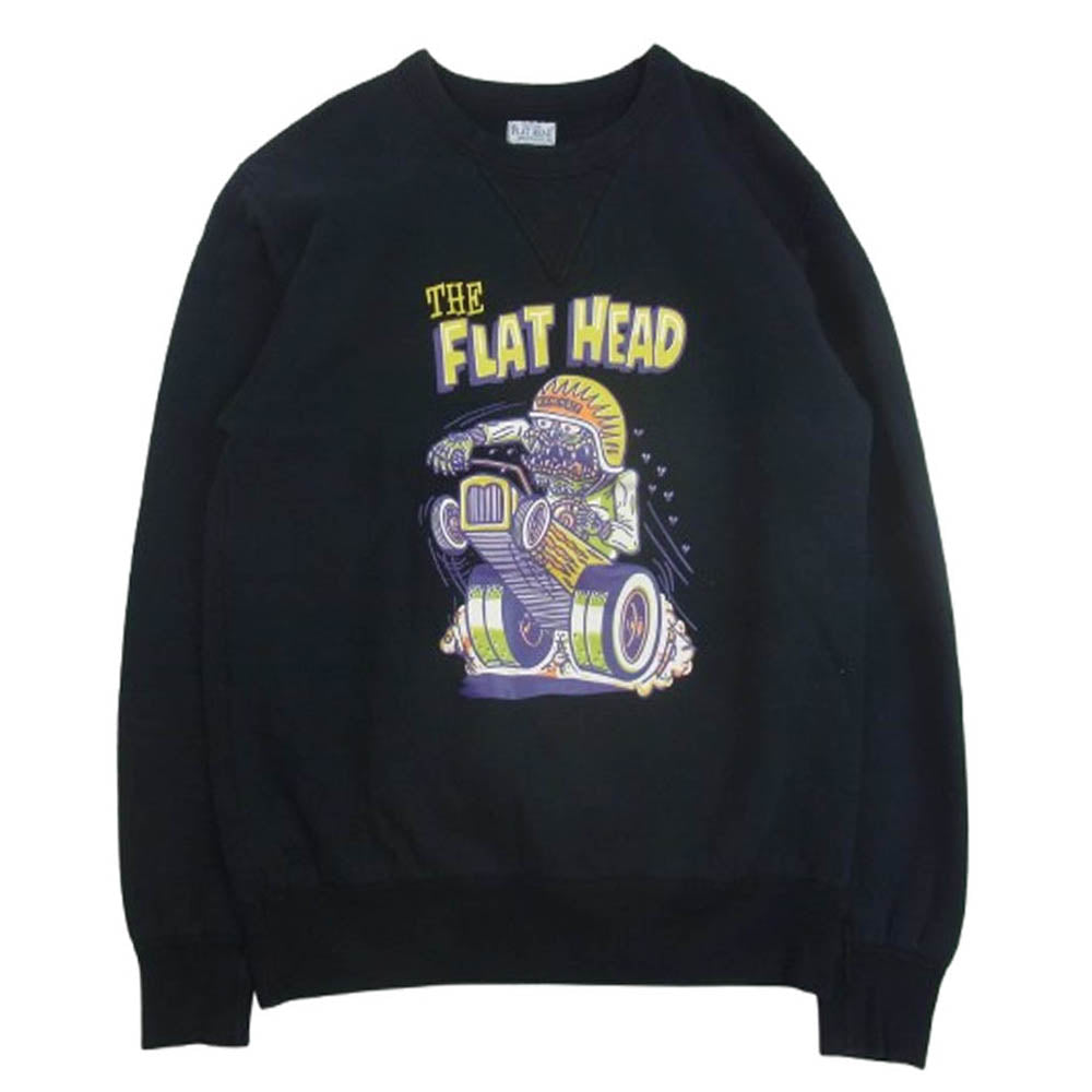 THE FLAT HEAD ザフラットヘッド KAMIKAZE カミカゼ クルーネック スウェット トレーナー ダークネイビー系 38【中古】