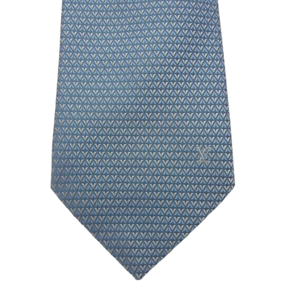 LOUIS VUITTON ルイ・ヴィトン M71209 ダイヤモンド V シルク100％ ネクタイ ライトブルー系【中古】