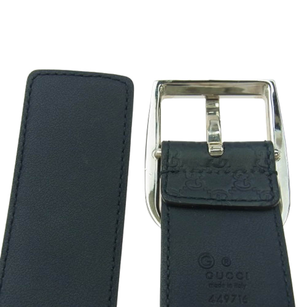 GUCCI グッチ 449716 BMJ0N マイクロ グッチ シマレザー ベルト ブラック系【中古】