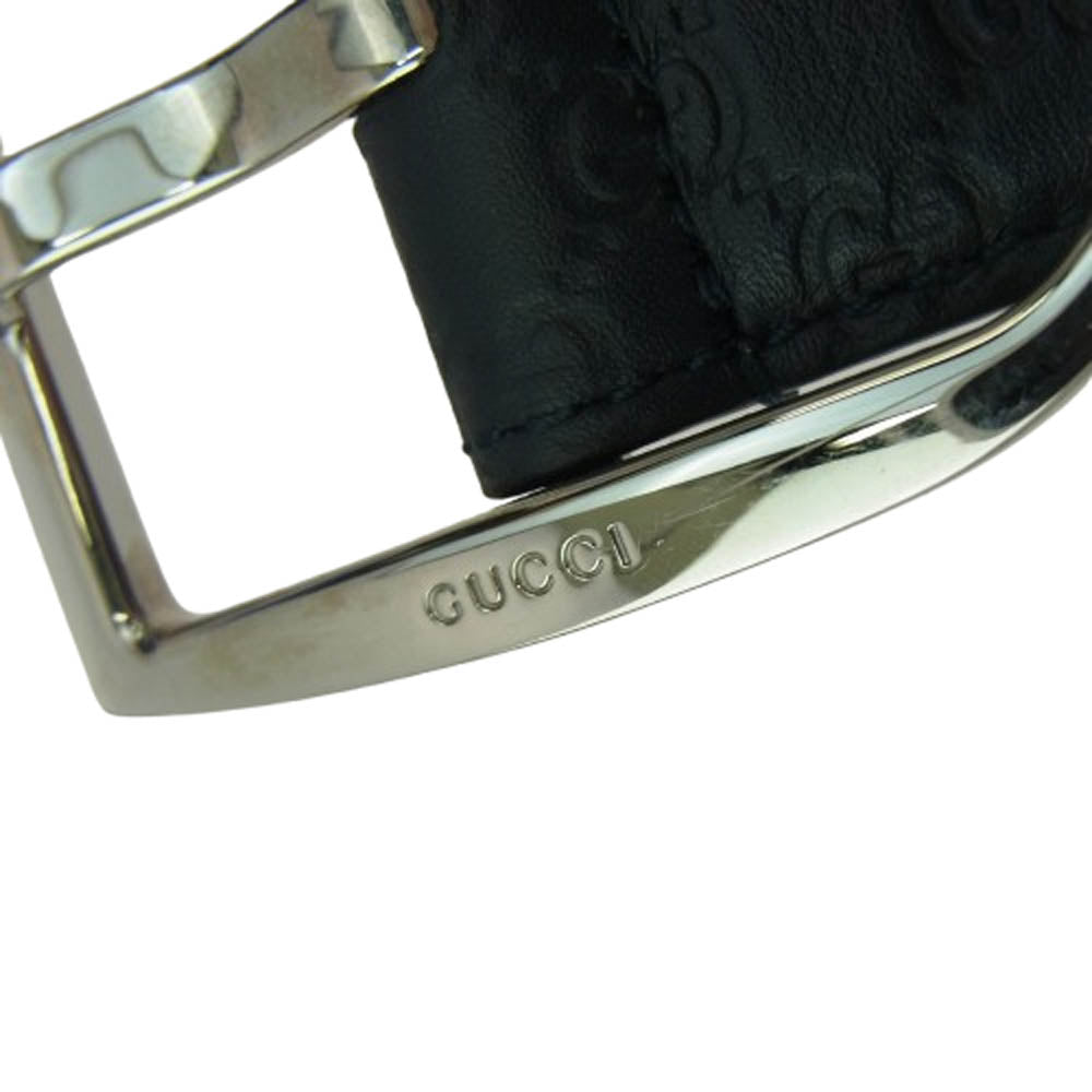 GUCCI グッチ 449716 BMJ0N マイクロ グッチ シマレザー ベルト ブラック系【中古】