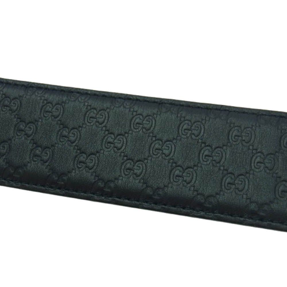 GUCCI グッチ 449716 BMJ0N マイクロ グッチ シマレザー ベルト ブラック系【中古】