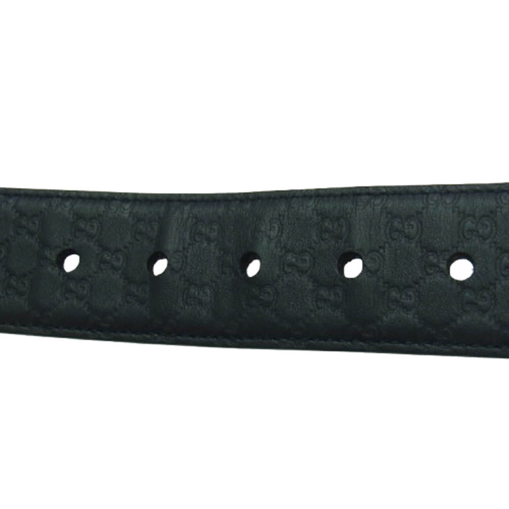 GUCCI グッチ 449716 BMJ0N マイクロ グッチ シマレザー ベルト ブラック系【中古】