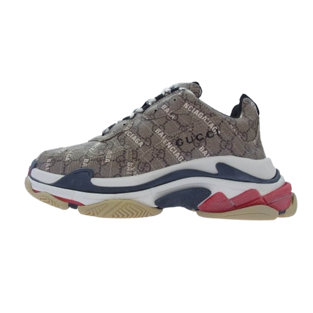 GUCCI グッチ 681066 × BALENCIAGA バレンシアガ The Hacker Project Triple S ザ ハッカープロジェクト トリプルエス スニーカー ブラウン系 42【極上美品】【中古】