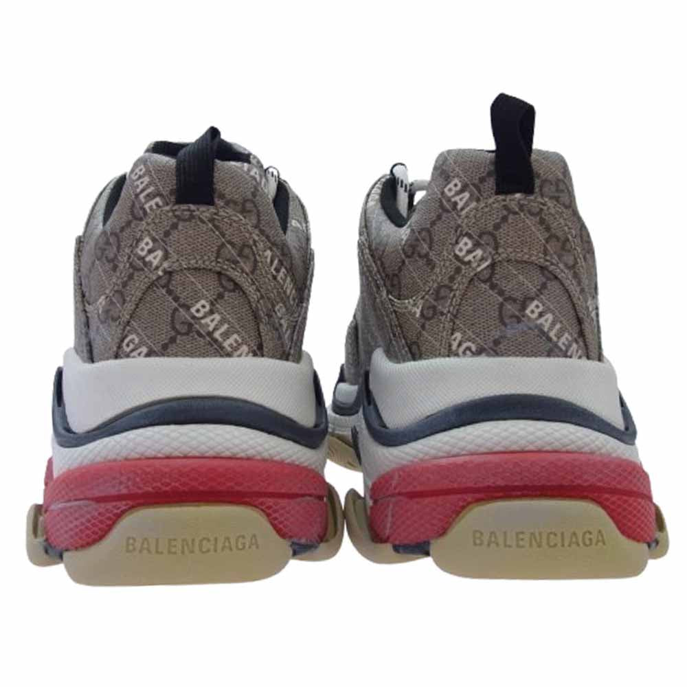 GUCCI グッチ 681066 × BALENCIAGA バレンシアガ The Hacker Project Triple S ザ ハッカープロジェクト トリプルエス スニーカー ブラウン系 42【極上美品】【中古】