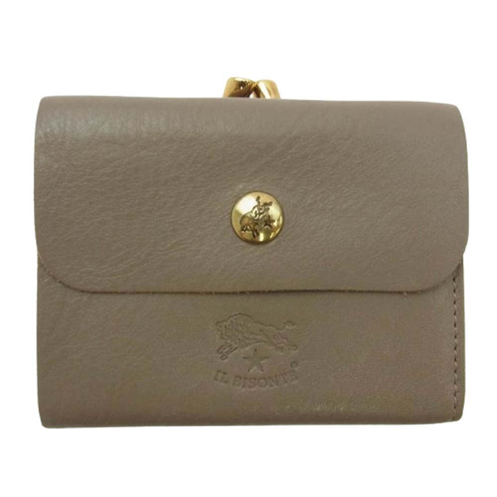 IL BISONTE イルビゾンテ 54192-3-04440 Two fold wallet 二つ折り財布 レザー がま口 ウォレット ベージュ系【極上美品】【中古】