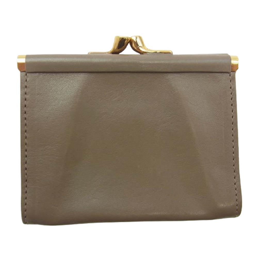 IL BISONTE イルビゾンテ 54192-3-04440 Two fold wallet 二つ折り財布 レザー がま口 ウォレット ベージュ系【極上美品】【中古】