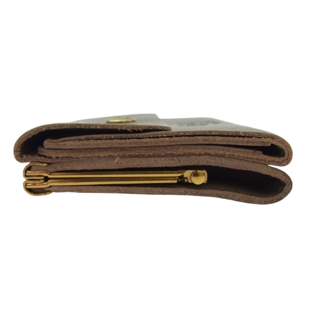 IL BISONTE イルビゾンテ 54192-3-04440 Two fold wallet 二つ折り財布 レザー がま口 ウォレット ベージュ系【極上美品】【中古】