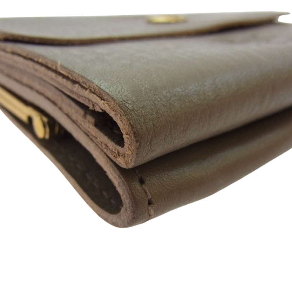 IL BISONTE イルビゾンテ 54192-3-04440 Two fold wallet 二つ折り財布 レザー がま口 ウォレット ベージュ系【極上美品】【中古】