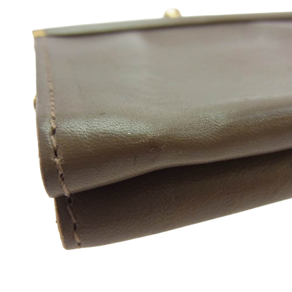 IL BISONTE イルビゾンテ 54192-3-04440 Two fold wallet 二つ折り財布 レザー がま口 ウォレット ベージュ系【極上美品】【中古】