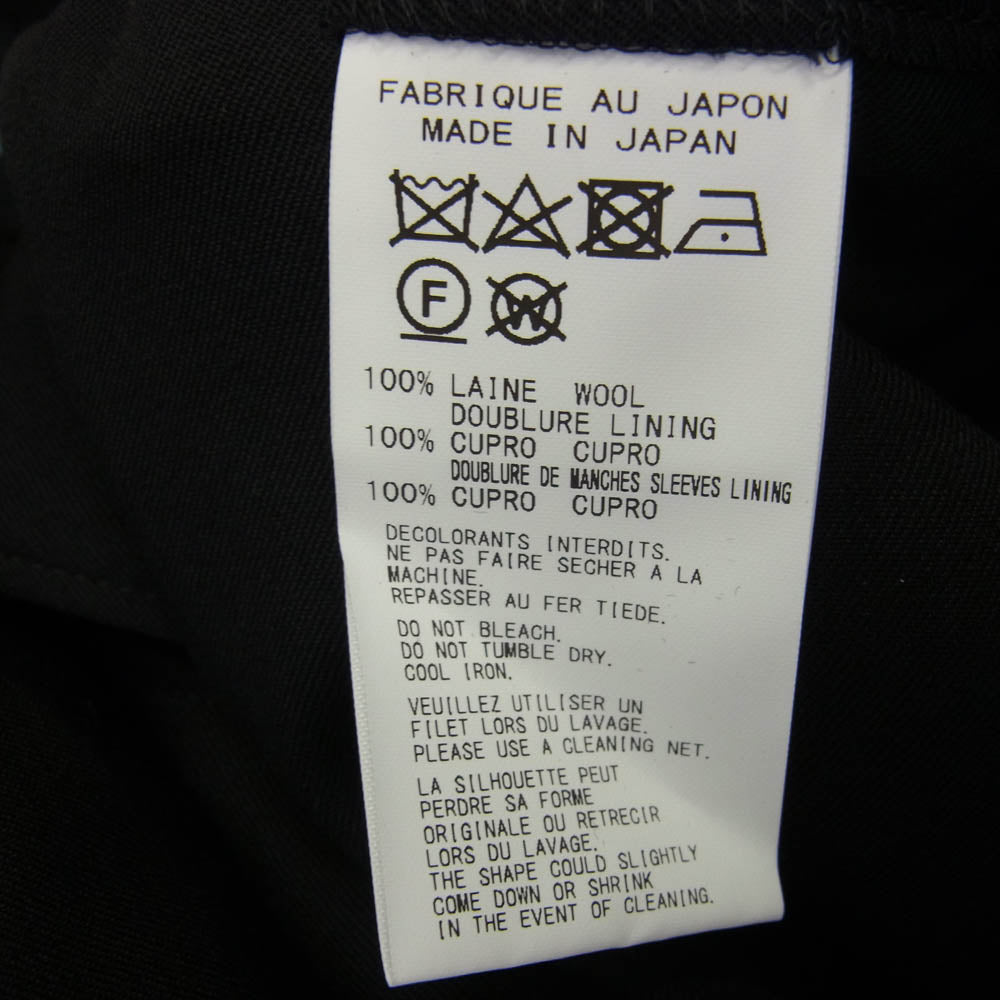 Yohji Yamamoto POUR HOMME ヨウジヤマモトプールオム 23SS HZ-J12-100 心しずかに… シワギャバ 100番ウールギャバジン ダブルレイヤード メッセージプリントロングコート ブラック系 3【極上美品】【中古】