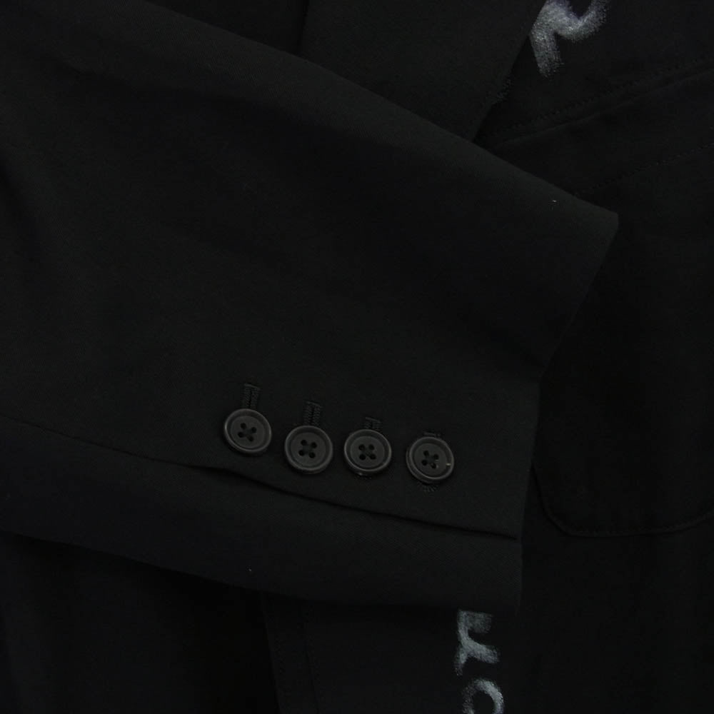 Yohji Yamamoto POUR HOMME ヨウジヤマモトプールオム 23SS HZ-J12-100 心しずかに… シワギャバ 100番ウールギャバジン ダブルレイヤード メッセージプリントロングコート ブラック系 3【極上美品】【中古】
